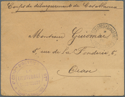 1909/1923: Neun Karten Und Briefe, Dabei GA-Karte 1909 Von Marokko Nach England, Fünf Militärpostkarten... - Autres & Non Classés