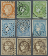 1870/1872, Ausgabe Ceres Gezähnt Und Geschnitten , Posten Von MiNr. 35R(retouschierte 4), 39(2x), 41II(3x),... - Autres & Non Classés