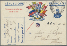 1914/1918, FELDPOST: Ca. 29 Covers From The Belgian Exile Army In France, Incl. Illustrated Postcards, Vignette,... - Other & Unclassified