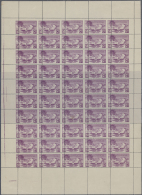 1932, Airmails, Not Issued Set, 50c. Violet, 11 Complete Sheets Of 50 Stamps Each, Showing Variety "shifted... - Collections