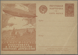 1930/1932, Lot Of Five Unused Soviet Union Stationery Cards With "Zeppelin" Pictorials: Michel Nos. P 91 II/51, 56,... - Zeppelin