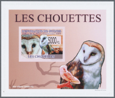 2007-2010: Group Of 50 Different Souvenir Sheets (Luxury Blocks), Imperf. On Glazed Cards, Depicting Owls And Eagle... - Other & Unclassified
