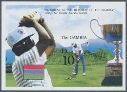 1992, Gambia, Open Golf Championships, Both Souvenir Sheets 10d. And 18d., Apprx. 370 IMPERFORATE Copies Each.... - Andere & Zonder Classificatie