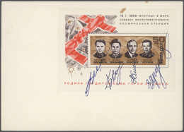 AUTOGRAPHS OF SOVIET COSMONAUTS - Collection Of 24 Autographs Of Soviet Cosmonauts On Photos, Picture Cards And... - Other & Unclassified