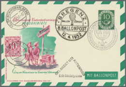 1909/1952, Europäische Ballonpost, 16 Meist Detailiert Beschriebene Ballonbelege Bzw, Ansichtskarten, Dazu 3... - Andere (Lucht)