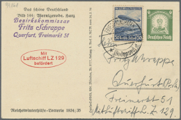 1936, Graf Zeppelin Probefahrt: GA-Bildpostkarte 6 Pf. + 50 Pf Luftpost Gest. "FRIEDRICHSHAFEN 23.3.36" Und Rotem... - Andere & Zonder Classificatie