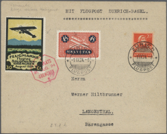 1912/1965, 100 Flugpostbelege, Meist Aus Deutschland Und Der Schweiz, Dabei Auch Zeppelinbelege, Rhein-Main Flug-... - Other & Unclassified