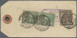 1896/1943, Group Of Four Better Entires: P.O. Levant 1896 Baggage Tag, Gabon 1913 Wrapper And Cameroun 1941/1943... - Collections