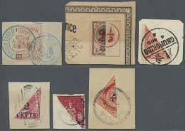 1880/1950 (ca.), Assortment Of More Than 40 (philatelically Inspired) Bisected Stamps On Piece, Interesting Lot!... - Autres & Non Classés