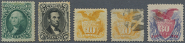1861/1869, Lot Of Five Better Stamps, Slightly Varied Condition, Incl. 1869 30c. Blue/carmine Mint. (D) - Autres & Non Classés