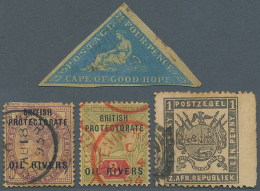 1863/1883/1892: Four Used Stamps From British Africa, I.e. Cape Triangle 4d. Bright Blue Cancelled "CGH" Triangle... - Andere & Zonder Classificatie