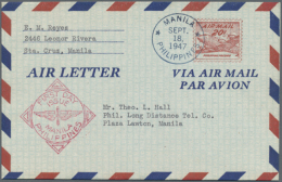 1947/75 (ca.), AEROGRAMMES: Duplicated Lot Of About 250 Airletters/aerogrammes With A Wide Variety Of Different... - Filippijnen