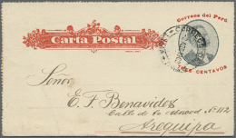 1899/1901, Lot Of 5 Letter-cards With Coat Of Arms And 3 Letter Cards With President Romanas, All Used, Some... - Pérou