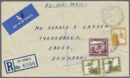 1935/1947, Lot Of Three Registered (airmail) Covers To South Africa (2) And Denmark, Bearing Attracive Frankings... - Palestina