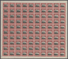 1918, Red Cross Overprints, 3c. + 2c. Rose-red, Perf. 14½-15, Complete (folded) Sheet Of 100, UNMOUNTED... - Other & Unclassified