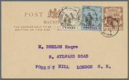 1893/1935 (ca.), Small Group With Ten Used Postal Stationeries Incl. Postcards, Envelopes And Registered Letters... - Maurice (1968-...)