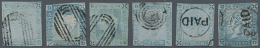 1859, 2d. Blue "Lapirot Issue", Worn Impression, Group Of Sixed Used Stamps, Varied Condition, Stated To Be All Six... - Mauritius (1968-...)