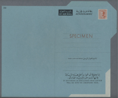 1957, Two Airletter Sheets 14f. Green And 35f. Orange, Each With Specimen Overprint. (D) - Iraq