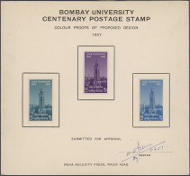 1957: Even Two Colour Proofs And Issued Colour Of 'Bombay University' 10n.p. And 'Calcutta University' 10n.p. On... - Andere & Zonder Classificatie