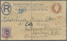 1902/1908 (ca.), Small Group With Seven Used Postal Stationeries Incl. Postcards, Envelopes And Registered Letters... - Ghana (1957-...)