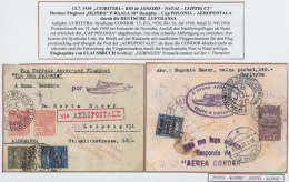 1930, Brief Nach Leipzig, Aufgabe CURITYBA SYNDICATO CONDOR 15.7.30, Rio De Janeiro, Natal, Postaustausch 19.Juli... - Autres & Non Classés