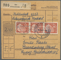 1957, Heuss 80 Pfg. Als Mehrfachfrankatur Auf 2 Paketkarten, Dazu Bed. Deutsche 60 Pfg. Und 4x90 Pfg. Jeweils Als... - Autres & Non Classés