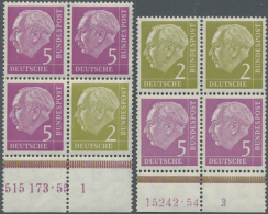 1954, Freimarken Heuss 2 Pf Und 5 Pf, Posten Von 15 HAN, Dabei Waagerechte Paare Bis 8er-Blocks Und Zusammendrucke... - Autres & Non Classés