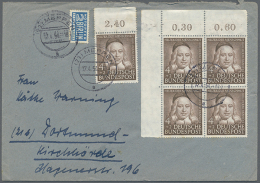 1952/1956, BOGENECKEN, Lot Von 26 Briefen Und Karten Mit Sondermarken-Bogenecken-Frankaturen, Teils Auch 4er-Blocks... - Autres & Non Classés