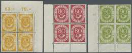 1951, Posthorn, 2 Pfg. Bis 90 Pfg., Komplette Serie In Postfrischen RAND-VIERERBLOCKS, Meist Sogar... - Autres & Non Classés