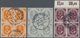 1951/1952, Posten Mit Gestempelten Viererblocks Der Posthornserie, Dabei 6 Pfg. Doppelt Und 8 Pfg. Mehrfach, 25... - Autres & Non Classés