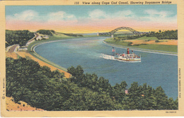 Cape Cod Canal - View On Sagamore Bridge & Boat - Mailed To Sherbrooke Québec - Stamp & Postmark 1952 - 2 Scans - Cape Cod