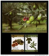 PALESTINE 2015 PALESTINIAN OLIVES AND FIGS TREES PLANTS STAMPS S/S SS SOUVENIR SHEET + SET - Palestine