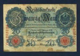 Banconota Germania 20 Mark 1914 BB - Da Identificre