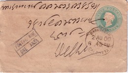 INDE - ENTIER POSTAL DE BARABAZAR CALCUTTA 3-8-1900 - LETTRE POUR DELHI. - Briefe