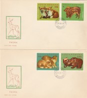 T446   ANIMALS,WOLF,BEARS,FOX,LYNS,DEER, X3 COVERS FDC 1972 ROMANIA. - FDC