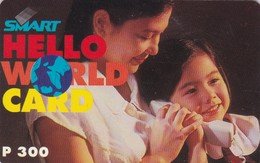 Philippines, Smart, P 300, Hello World Card, Woman And Child, 2 Scans. - Philippinen