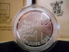 FALKLAND ISLANDS 50 PENCE ND 1982 SILVER PROOF 14th JUNE 1982 LIBERATION - Malvinas