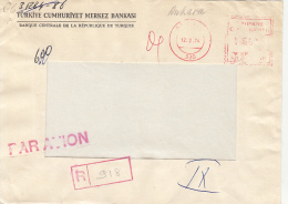 AMOUNT 550, ANKARA, RED MACHINE STAMPS ON REGISTERED FRAGMENT, 1974, TURKEY - Lettres & Documents