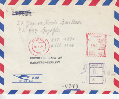 AMOUNT 550, BEYOGLU, RED MACHINE STAMPS ON REGISTERED FRAGMENT, 1974, TURKEY - Briefe U. Dokumente