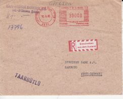 AMOUNT 30000, GIRESUN, RED MACHINE STAMPS ON REGISTERED COVER, 1985, TURKEY - Covers & Documents