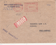 AMOUNT 500, GIRESUN, RED MACHINE STAMPS ON REGISTERED COVER, 1985, TURKEY - Briefe U. Dokumente