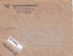 AMOUNT 1000, GIRESUN, RED MACHINE STAMPS ON REGISTERED COVER, 1988, TURKEY - Covers & Documents