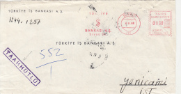 AMOUNT 130, SIVASI, RED MACHINE STAMPS ON REGISTERED FRAGMENT, 1968, TURKEY - Cartas & Documentos