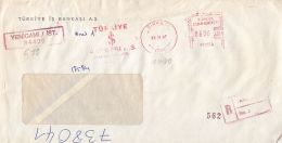 AMOUNT 600, SIRKECI, RED MACHINE STAMPS ON REGISTERED COVER, 1987, TURKEY - Cartas & Documentos