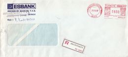 AMOUNT 600, MECIDIYEKOY, RED MACHINE STAMPS ON REGISTERED COVER, 1987, TURKEY - Lettres & Documents