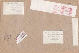 AMOUNT 900, KONAK, RED MACHINE STAMPS ON REGISTERED COVER, 1988, TURKEY - Lettres & Documents