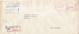 AMOUNT 1200, MALTEPE-ANKARA, RED MACHINE STAMPS ON REGISTERED COVER, 1988, TURKEY - Cartas & Documentos