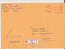 AMOUNT 3300, SISLI, RED MACHINE STAMPS ON REGISTERED COVER, 1989, TURKEY - Covers & Documents