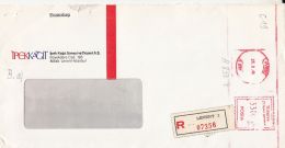 AMOUNT 3300, LEVENT-ISTANBUL, RED MACHINE STAMPS ON REGISTERED COVER, 1989, TURKEY - Briefe U. Dokumente