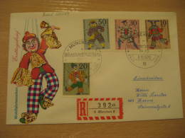 PUPPETS Yvert 501/4 Puppet Marionnette Marioneta Theater Theatre MUNCHEN 1970 FDC Cancel Registered Cover GERMANY - Marionnettes